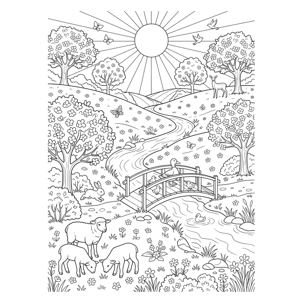 Coloriage Dessin Saison Printemps à imprimer