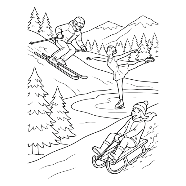 Coloriage Dessin Sports d'Hiver à imprimer