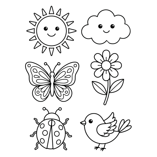 Coloriage Dessin sur Vitre Printemps à imprimer