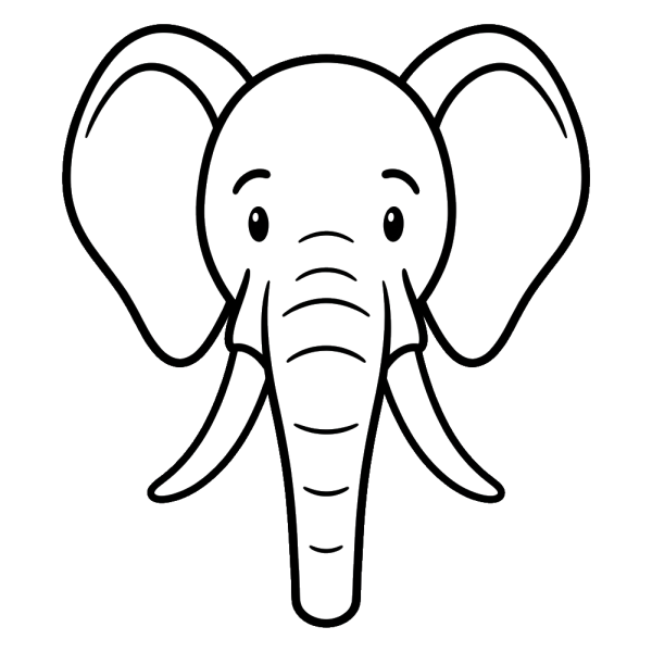 Coloriage Dessin Tête Éléphant Facile à imprimer