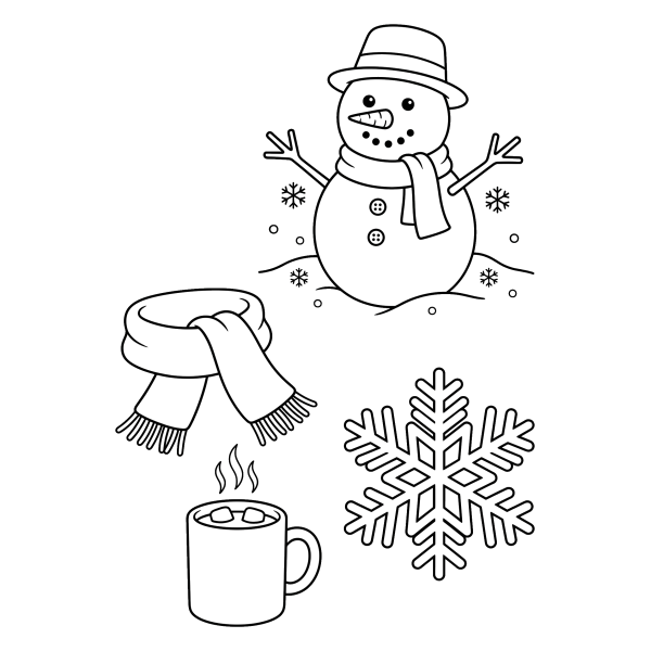 Coloriage Dessin Thème Hiver Facile à imprimer