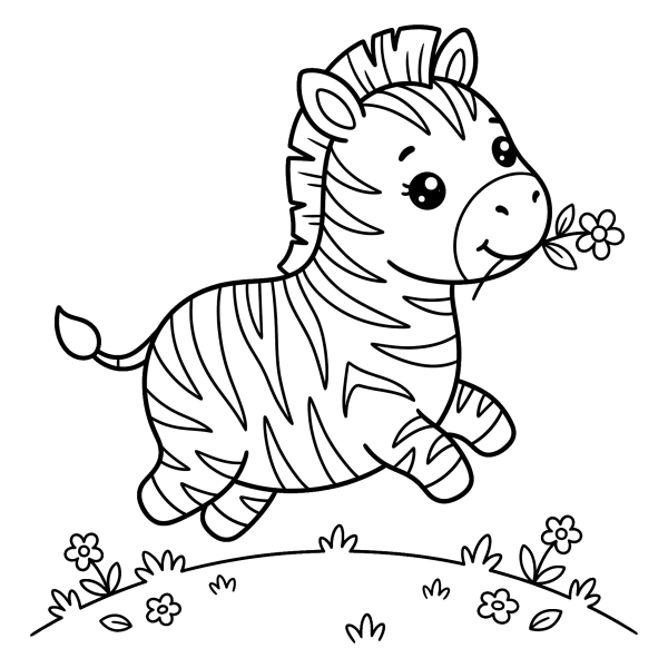 Coloriage Dessin Zèbre Kawaii à imprimer