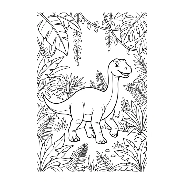 Coloriage Coloriage Dinosaure dans la Jungle à imprimer