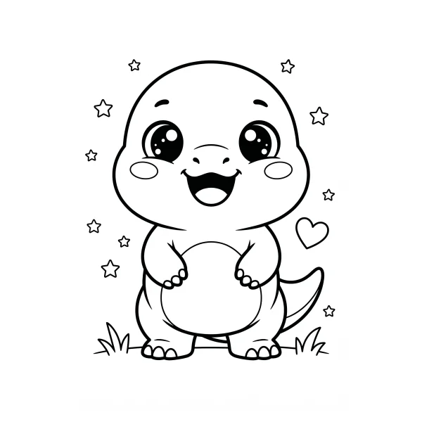 Coloriage Coloriage Dinosaure Kawaii à imprimer