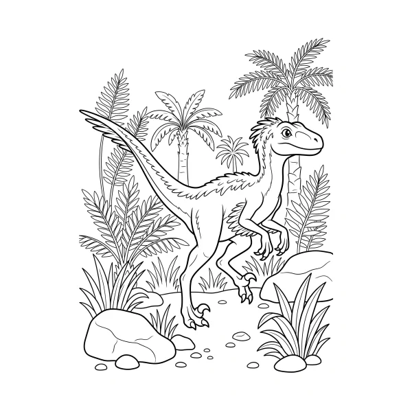Coloriage Coloriage Dinosaure Vélociraptor à imprimer