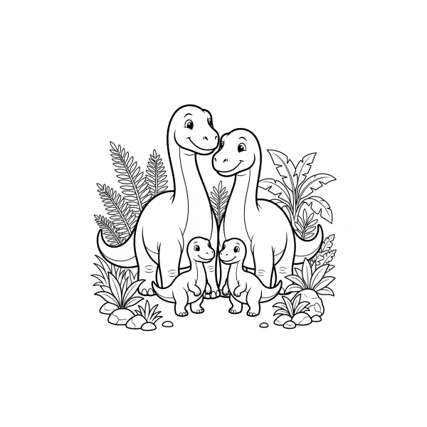 Coloriage Coloriage Famille de Dinosaures à imprimer