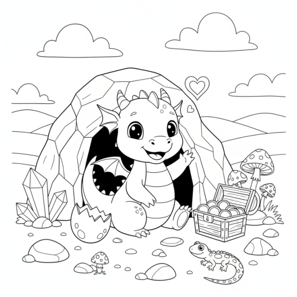 Coloriage Coloriage Bébé Dragon à imprimer
