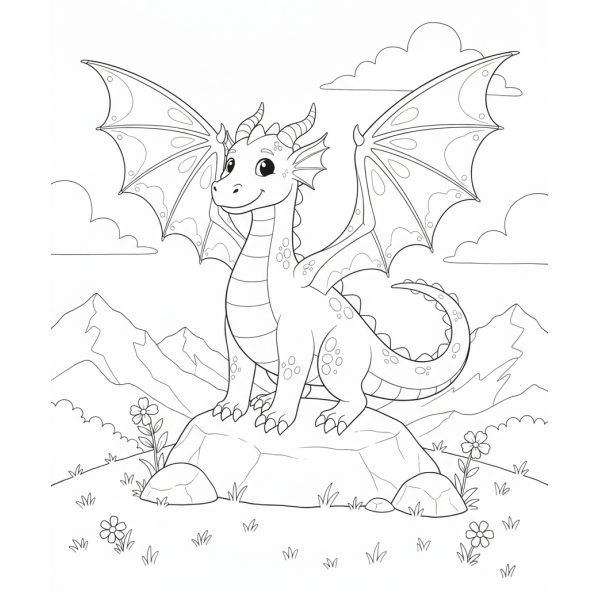 Coloriage Coloriage Dragon Ailé à imprimer