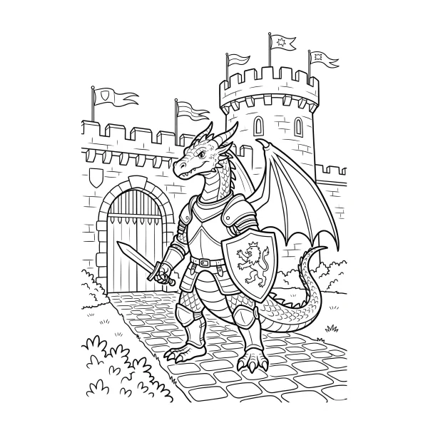 Coloriage Coloriage Dragon Chevalier à imprimer