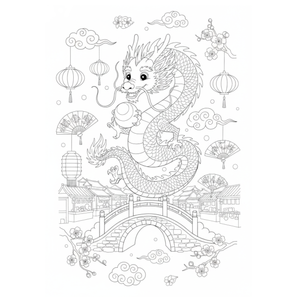 Coloriage Coloriage Dragon Chinois à imprimer