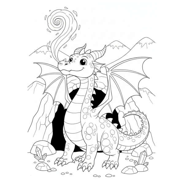 Coloriage Coloriage Dragon Cracheur de Feu à imprimer