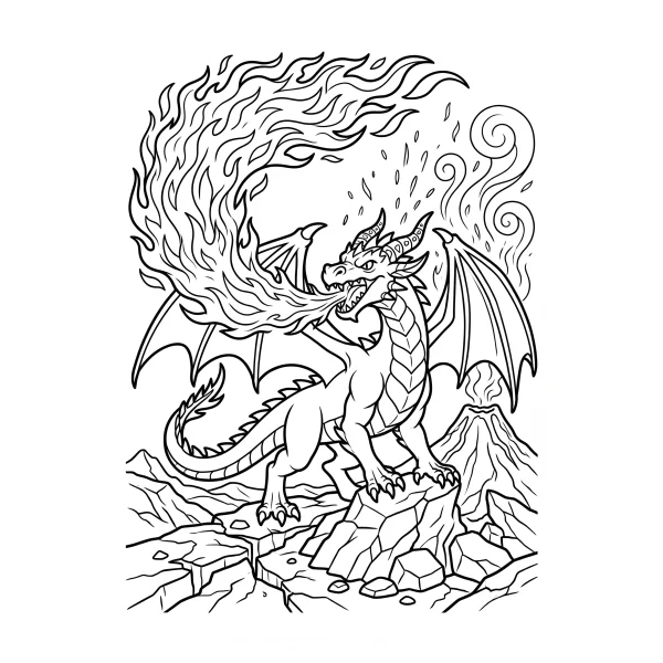 Coloriage Coloriage Dragon de Feu à imprimer
