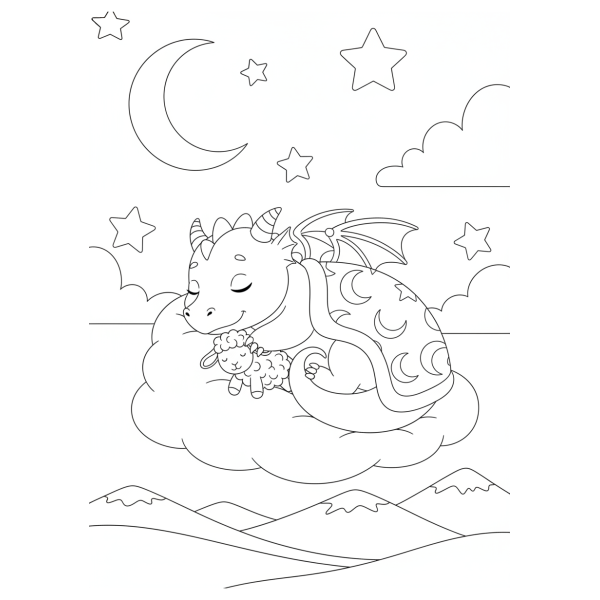 Coloriage Coloriage Dragon Endormi à imprimer