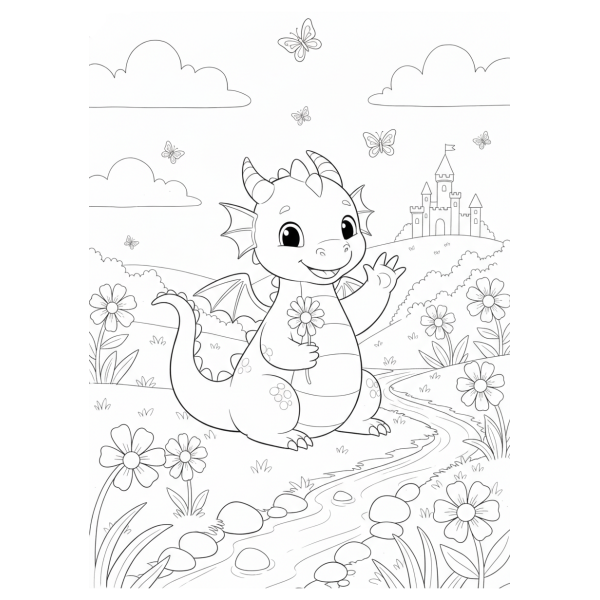 Coloriage Coloriage Dragon Gentil à imprimer