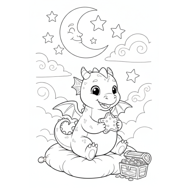 Coloriage Coloriage Dragon Kawaii à imprimer