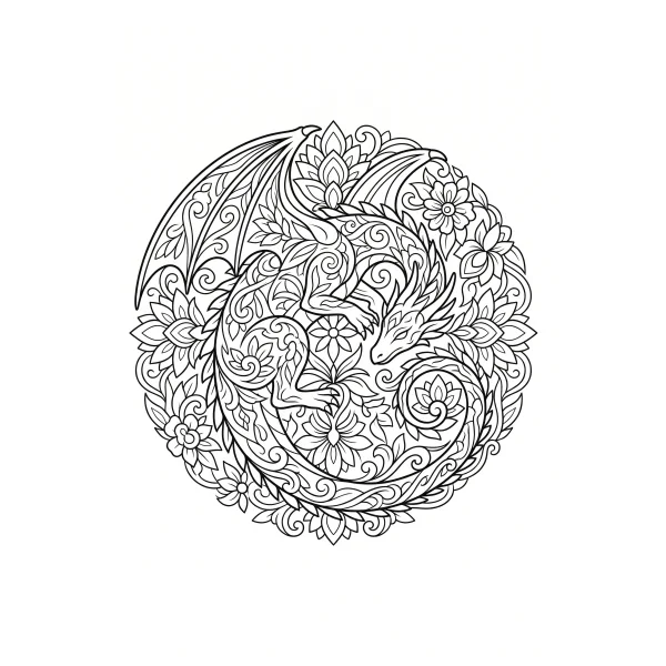 Coloriage Coloriage Dragon Mandala à imprimer