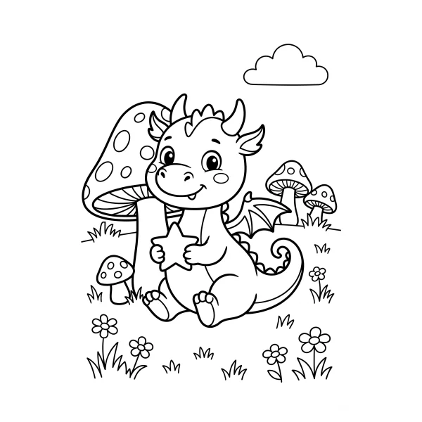 Coloriage Coloriage Dragon Mignon à imprimer