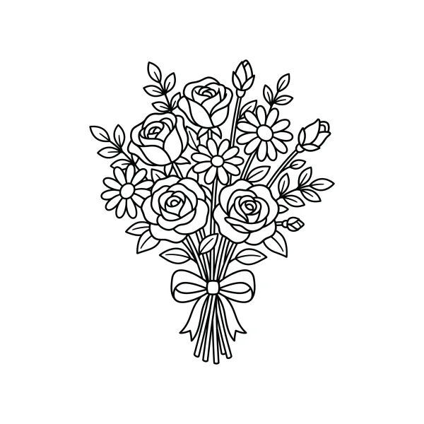 Coloriage Coloriage Bouquet de Fleurs à imprimer