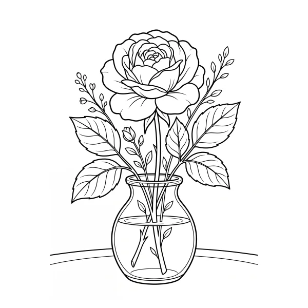 Coloriage Coloriage Fleur dans un Vase à imprimer