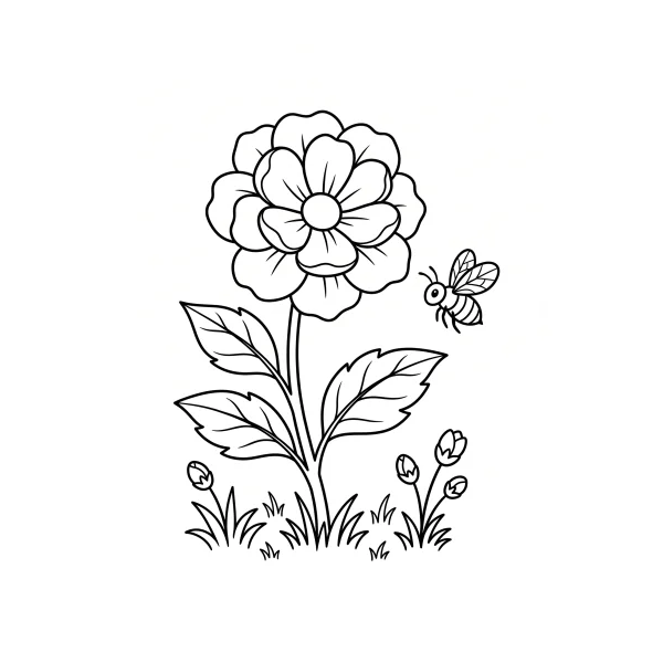 Coloriage Coloriage Fleur et Abeille à imprimer