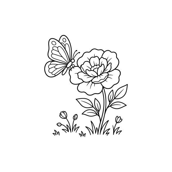 Coloriage Coloriage Fleur et Papillon à imprimer