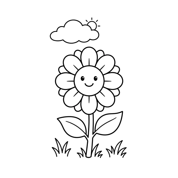 Coloriage Coloriage Fleur Souriante à imprimer