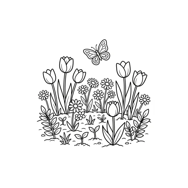 Coloriage Coloriage Fleurs du Printemps à imprimer