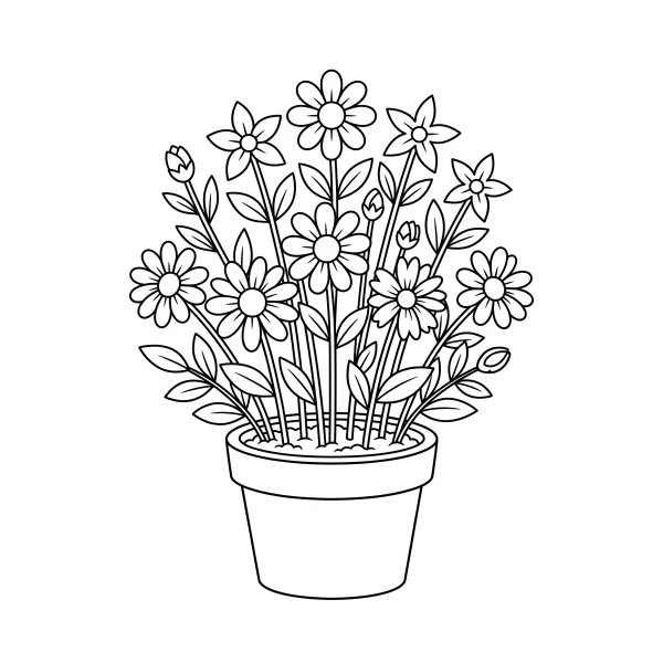 Coloriage Coloriage Pot de Fleurs à imprimer