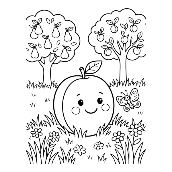 Coloriage Coloriage Abricot Mignon à imprimer