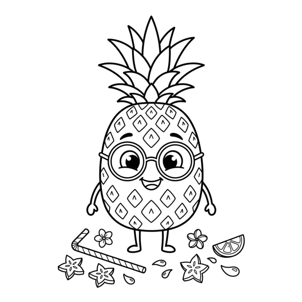Coloriage Coloriage Ananas Rigolo à imprimer