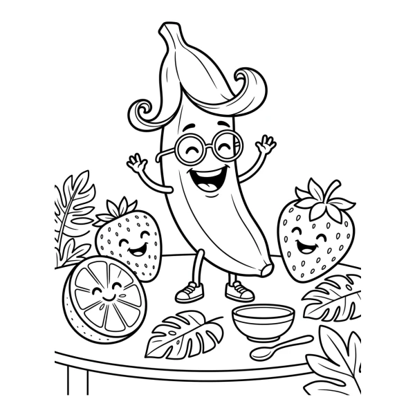 Coloriage Coloriage Banane Rigolote à imprimer