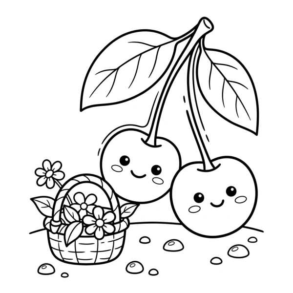 Coloriage Coloriage Cerises Mignonnes à imprimer