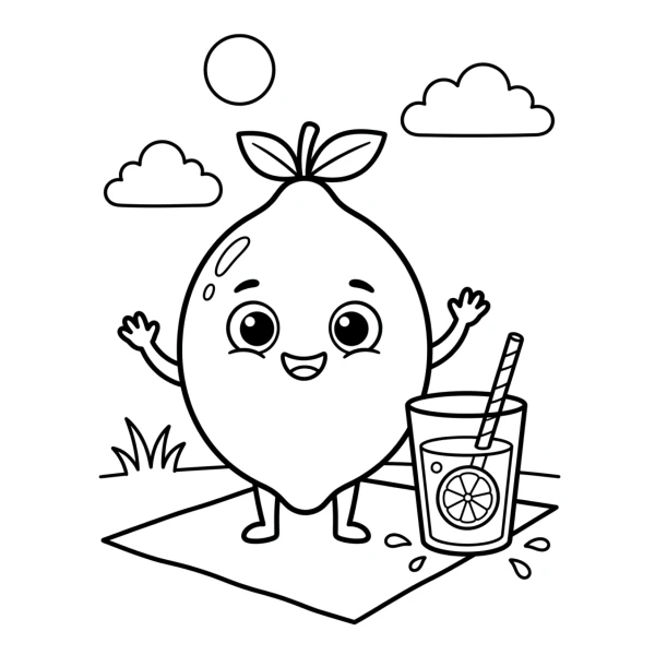 Coloriage Coloriage Citron Souriant à imprimer