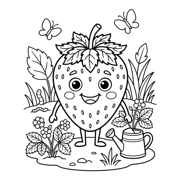 Coloriage Coloriage Fraise Mignonne à imprimer