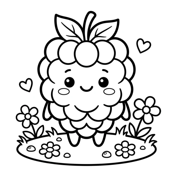 Coloriage Coloriage Framboise Kawaii à imprimer
