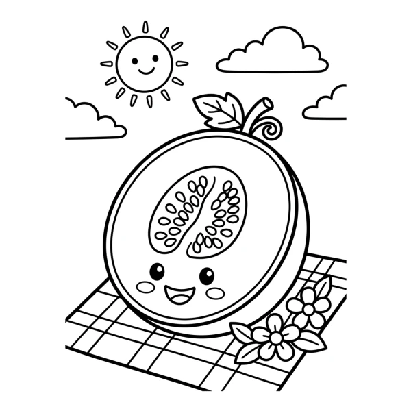 Coloriage Coloriage Melon Souriant à imprimer