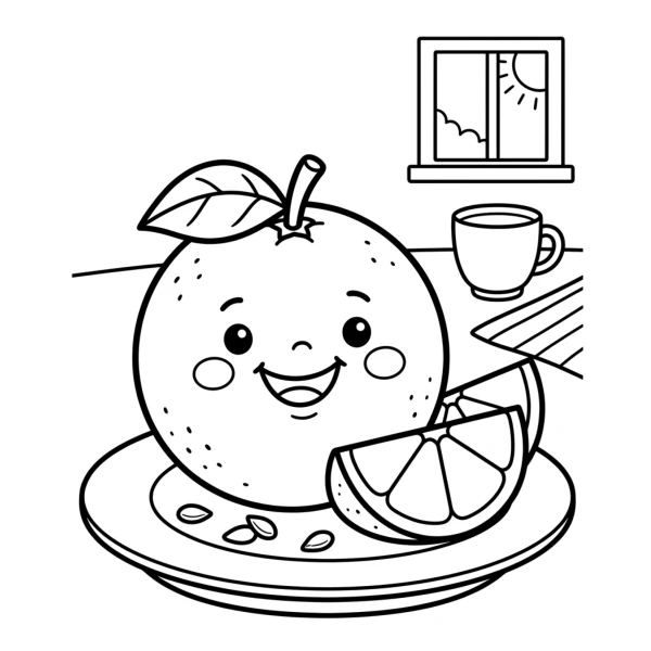 Coloriage Coloriage Orange Souriante à imprimer