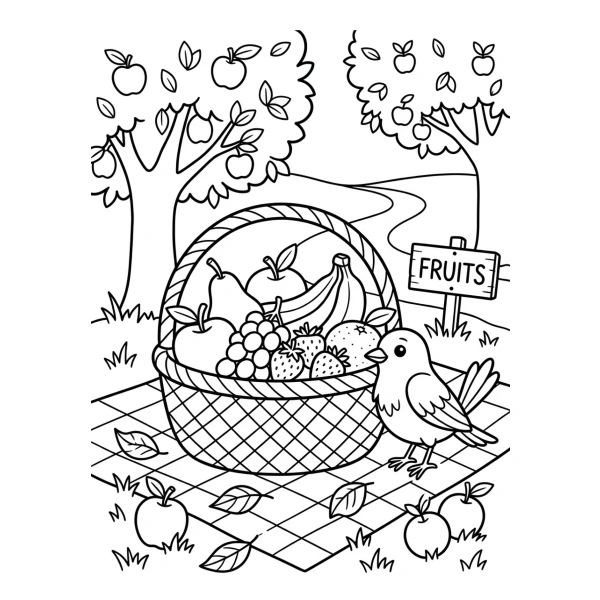 Coloriage Coloriage Panier de Fruits à imprimer