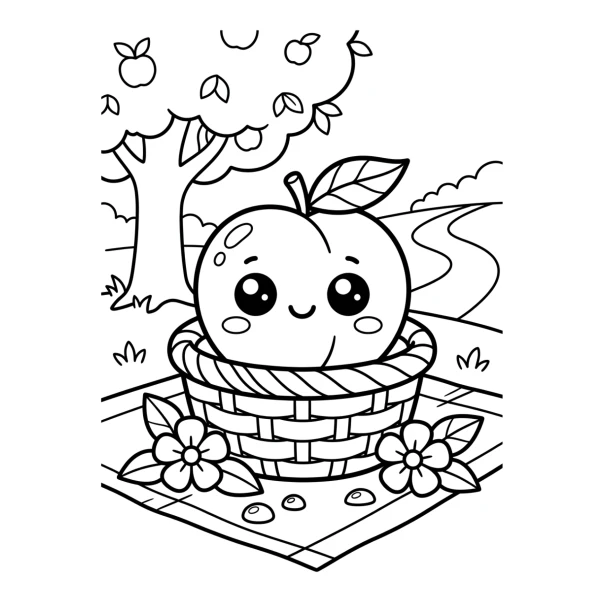 Coloriage Coloriage Pêche Kawaii à imprimer