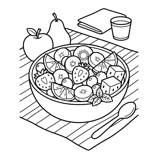 Coloriage Coloriage Salade de Fruits à imprimer