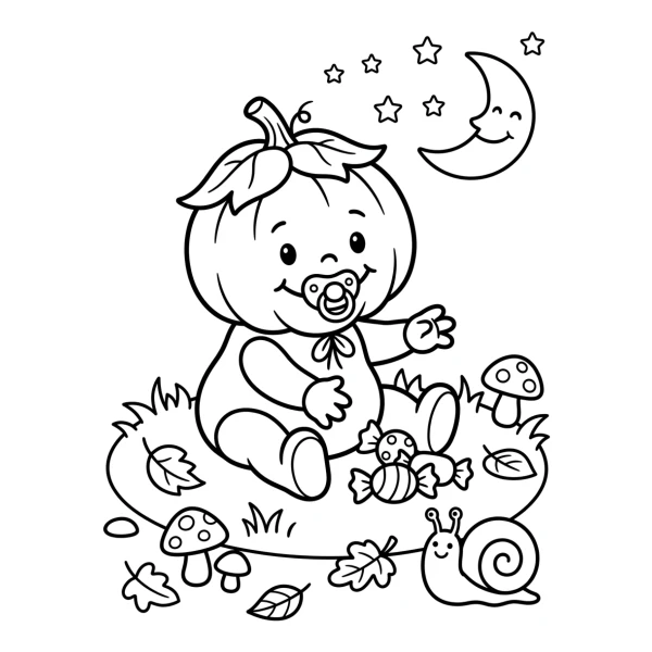 Coloriage Coloriage Bébé Citrouille Halloween à imprimer