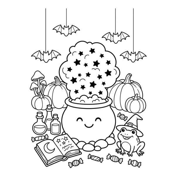 Coloriage Coloriage Chaudron Magique Halloween à imprimer