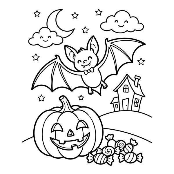 Coloriage Coloriage Chauve-Souris Halloween à imprimer