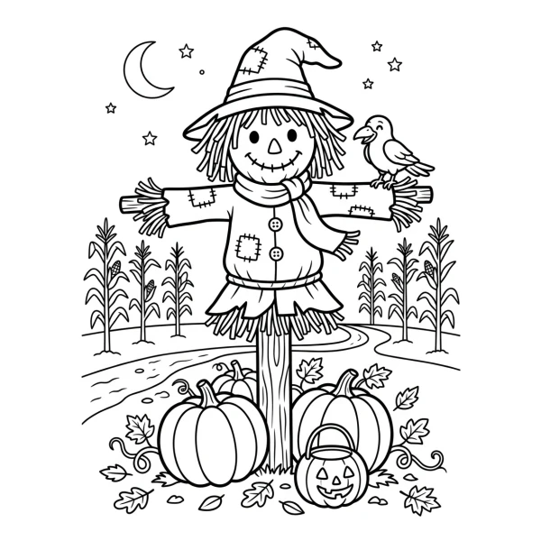 Coloriage Coloriage Épouvantail Halloween à imprimer