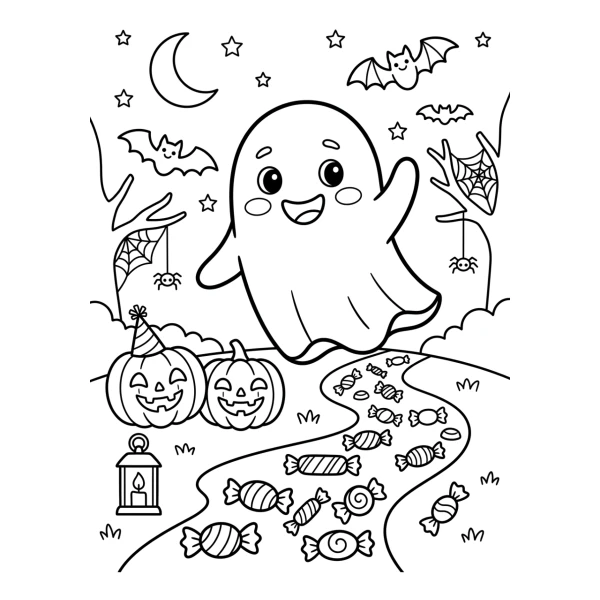 Coloriage Coloriage Fantôme Rigolo Halloween à imprimer