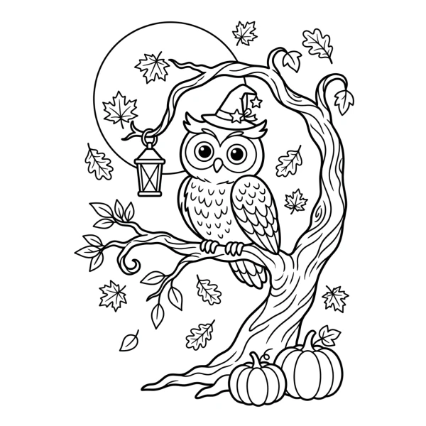 Coloriage Coloriage Hibou Halloween à imprimer