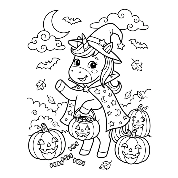 Coloriage Coloriage Licorne Halloween à imprimer