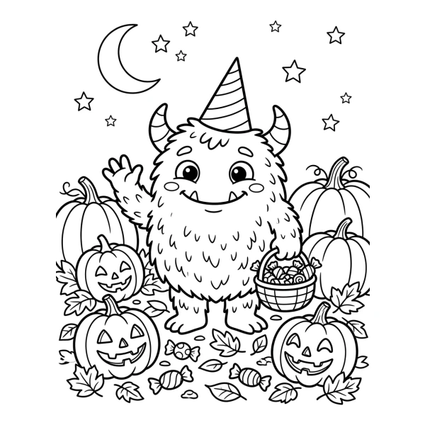 Coloriage Coloriage Monstre Mignon Halloween à imprimer