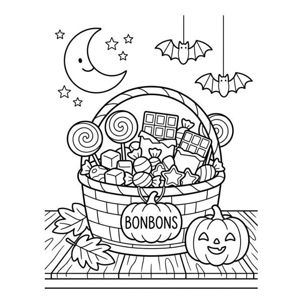 Coloriage Coloriage Panier de Bonbons Halloween à imprimer