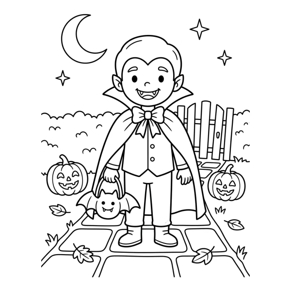 Coloriage Coloriage Petit Vampire Halloween à imprimer